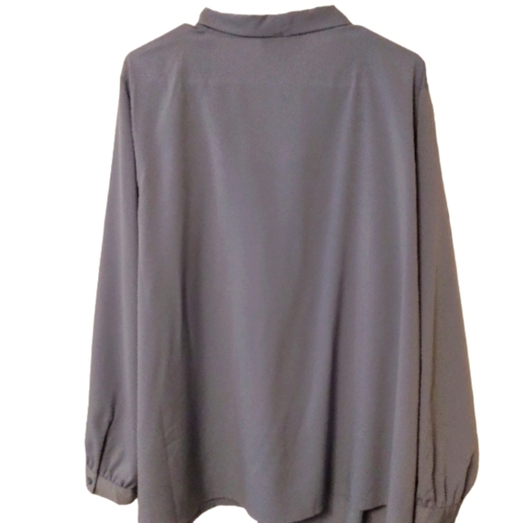 Lane Bryant Periwinkle‎ Crepe Long Sleeve Blouse Soft Bow Neck Tie Button Front - Picture 3 of 7